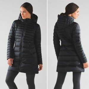 Lululemon Brave The Cold Down Jacket Lightweight Long Parka Black 700 Fill Sz 6